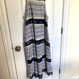 Blue and white textured sleeveless dress